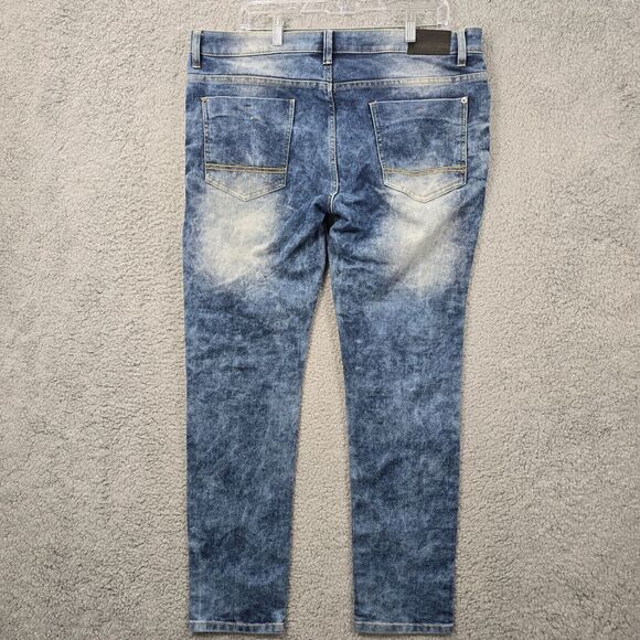 Southpole Men's Moto Skinny Jeans Blue Distressed Acid Wash Size 36x32 - Picture 7 of 16